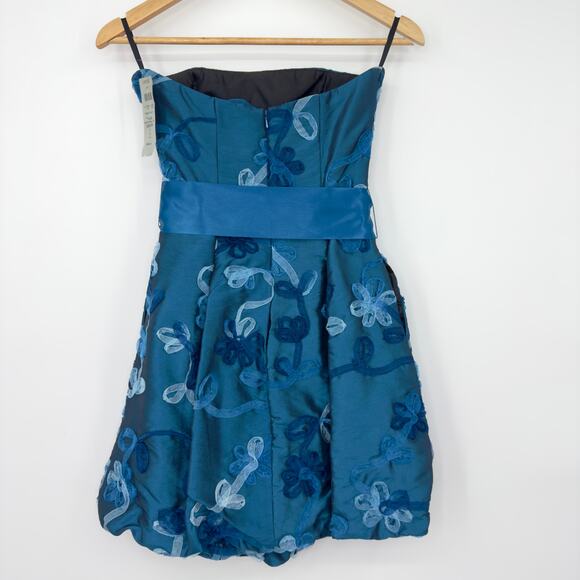 NWT Cache Blue Strapless Bubble Hem Applique Dress Size 2 Y2K Glam Luxe Evening - Picture 6 of 16